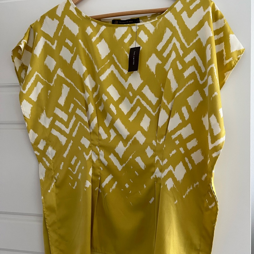 Chartreuse and White Geometric Blouse by The Limited Outback Red Collection